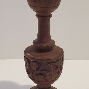 Vintage India Sheesham Handcarved Wood 6" Taper Candlestick Holder | Appears New